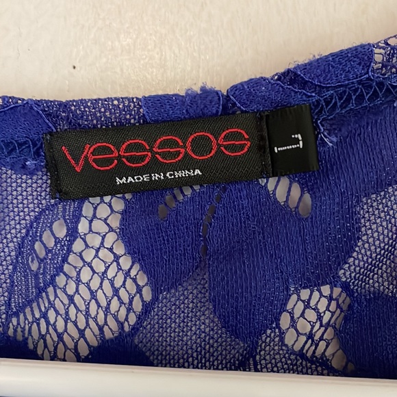 Vessos Women Sleeveless V Neck Fit and Flare Lace back Dress Large - Picture 6 of 6